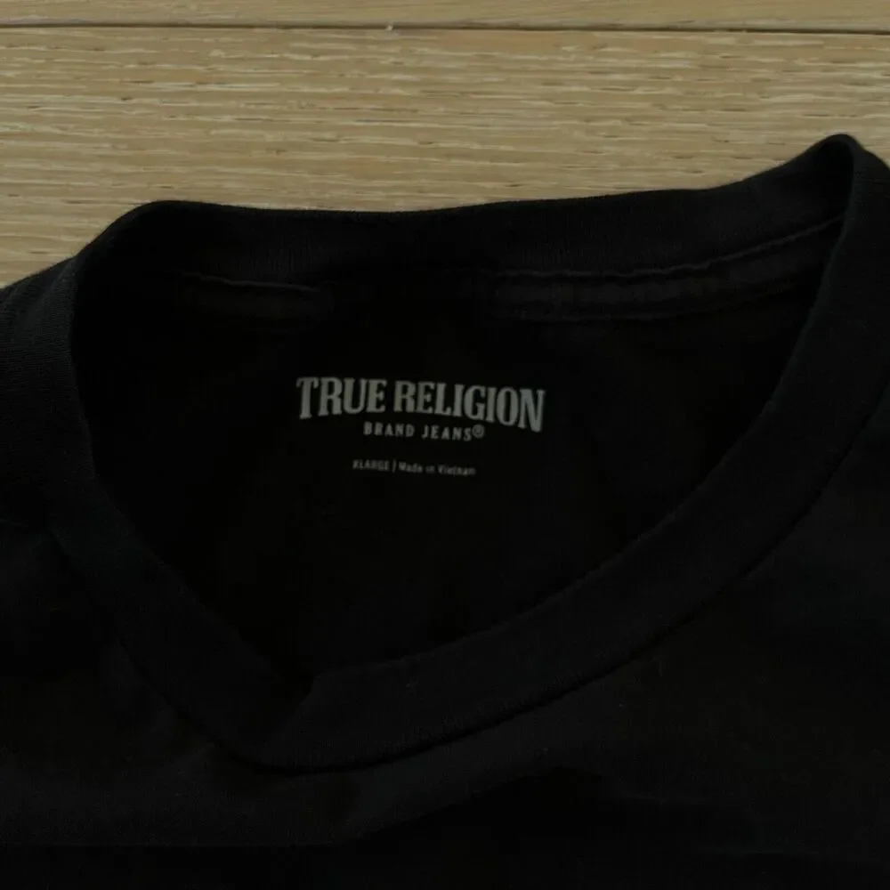 True Religion Box Logo Short Sleeve Crewneck Men's Black T-Shirt Tee XL